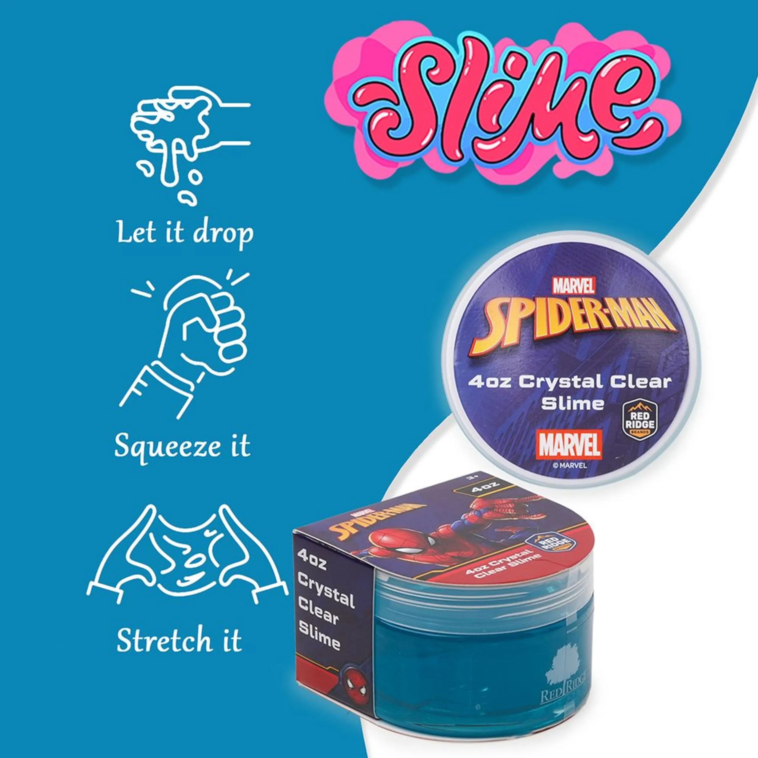 SLIME SQUAD Marvel Spider Man Crystal Clear Slime - 3 years+
