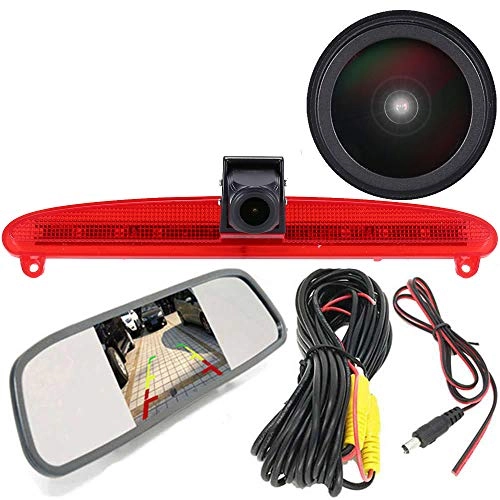 Rear View Mirror Monitor - 4.3 Inch Wired + Brake Light Camera - 1280 x 720 Night vision