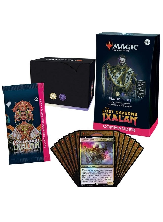 Magic: the Gathering The Lost Caverns of Ixalan Commander Deck - Blood Rites - 100-Card + Collector Booster Sample Pack - 2-Card + Accessories