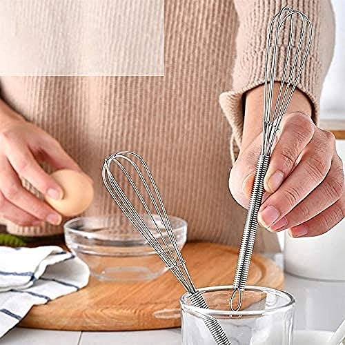 Mini Spring Handle Hand Mixer - Stainless Steel Small