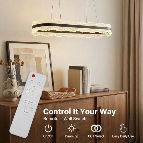 LED Ring Chandelier Oval - 3000K/4500K/6000K Stepless Dimming