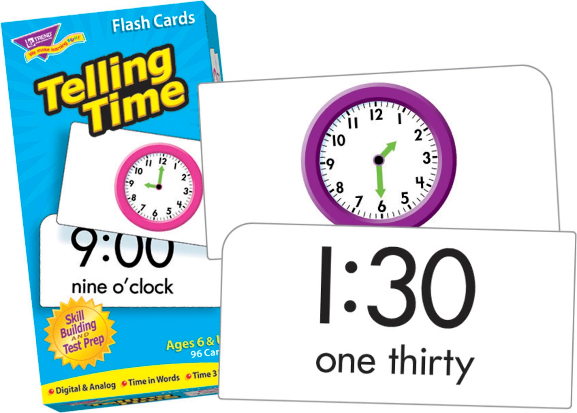 Trend Enterprises Telling Time Skill Drill Flash Cards - Ages 6 and Up 96 Cards