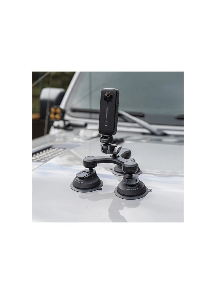 3 Arm Suction Mount - CapLock Ball Head 3-Prong & 1/4"-20 Adapters