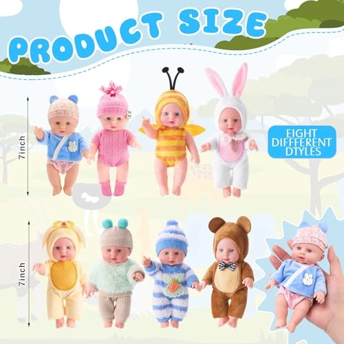 Reborn Baby Doll - 8 Pcs 7 Inch Ages 3+ Gift Set