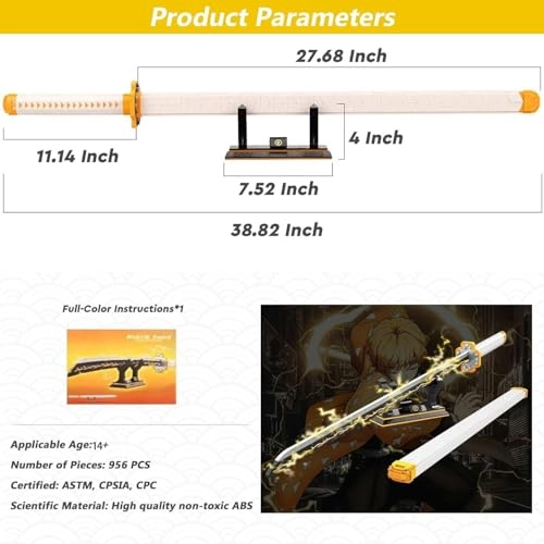 Zenitsu Sword - 38.8in Cosplay Scabbard and Stand