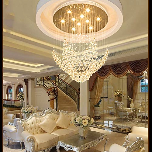 Living Room Round Crystal Chandelier - White Light Warm Light