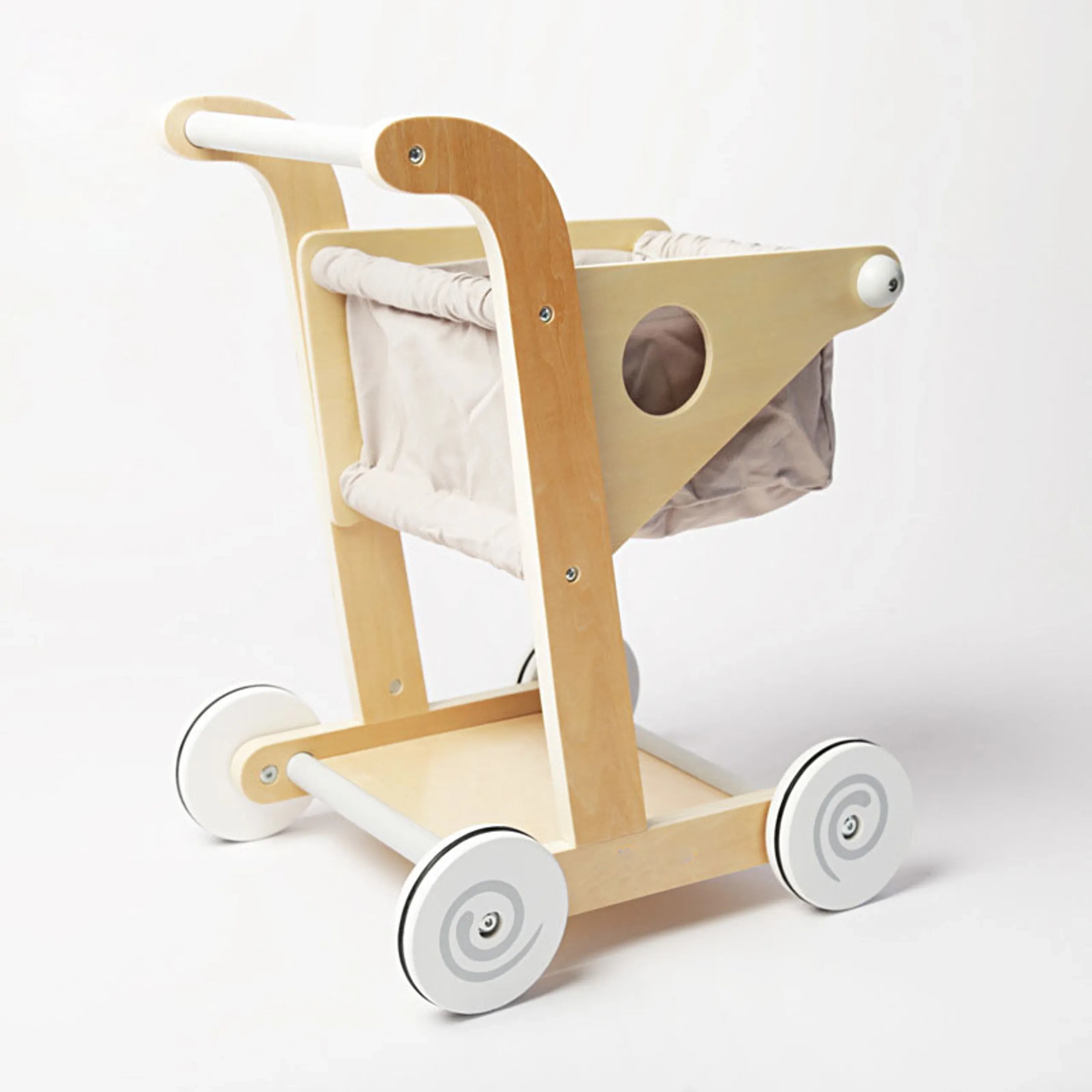 Ella Kids Wooden Shopping Trolley - Washable Cart 38 x 45 x 49 cm
