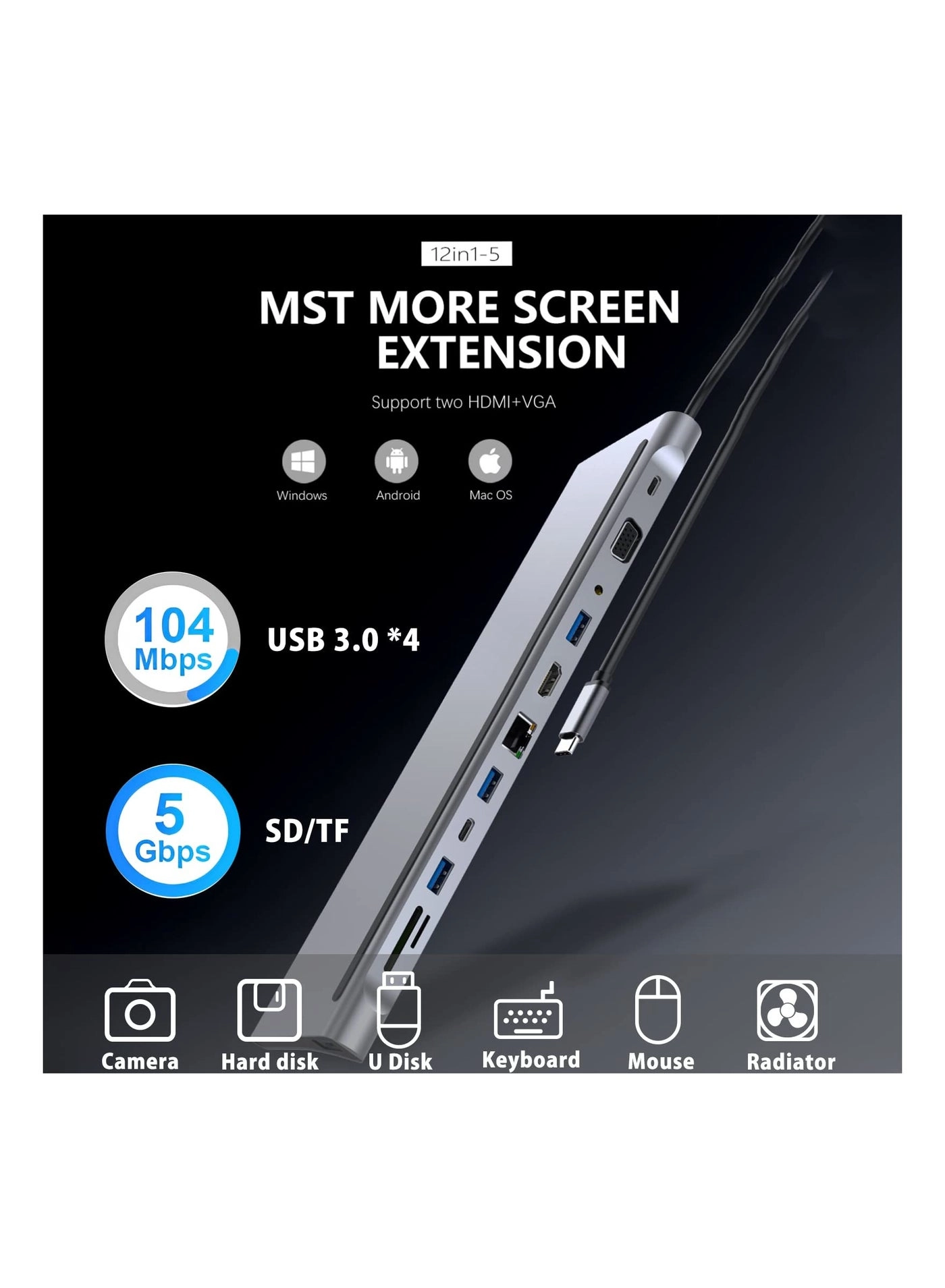 USB C HUB Docking Station - USB 3.1 4K