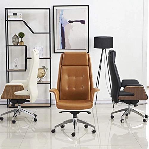 Desk Chair - PU Leather Brown High Back
