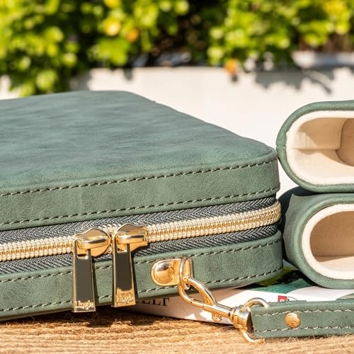 Backgammon Set - Deluxe Leather Green