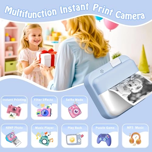 Instant Photo Camera - 2.0 Inch HD Screen 48 MP 1080P