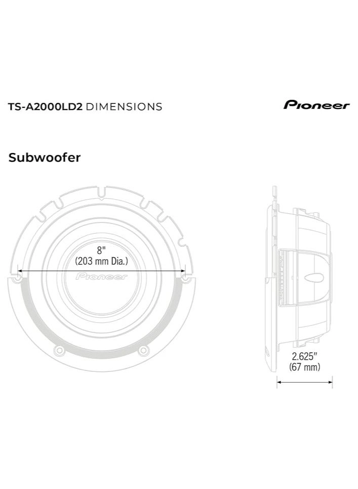 TS-A2000LD2 - 250 watts RMS 8 inch
