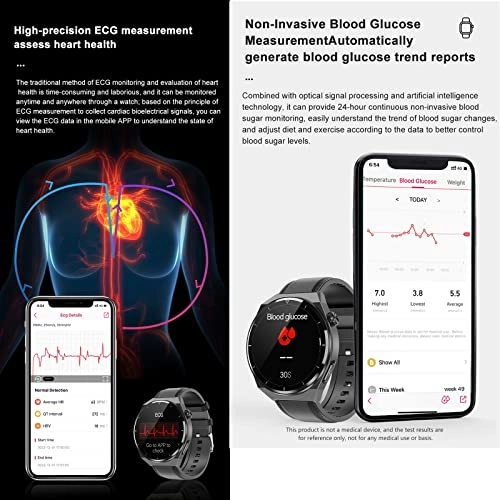Blood Glucose Smart Watch - ECG HRV 20 Sports Modes