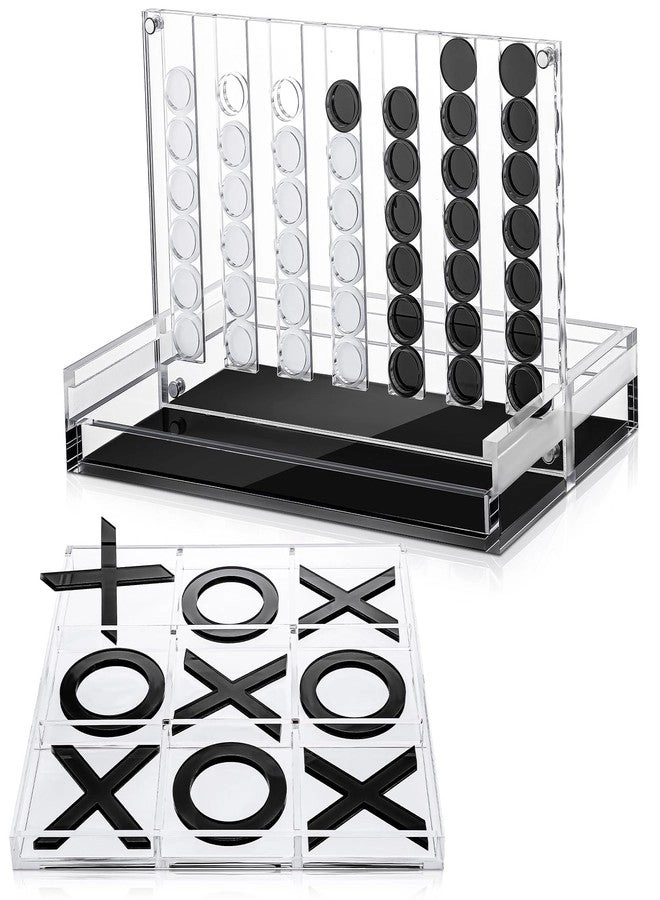 RoundFunny Tic Tac Toe - Acrylic Black and White + 4 in a Row