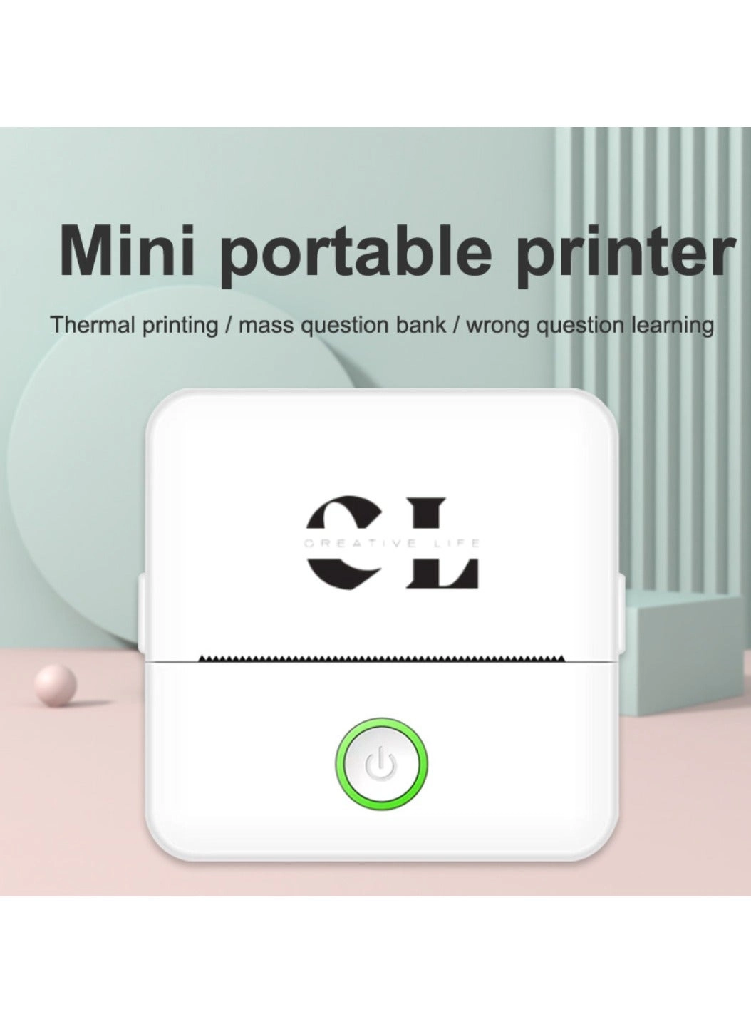 CREATIVE LIFE Barcode Mini Portable Printer - Inkless Direct Thermal 38 millimeter