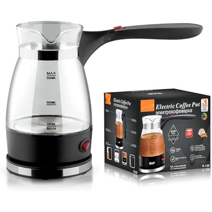 Turkish Glass Coffee Maker - Foldable Handle Portable Electric