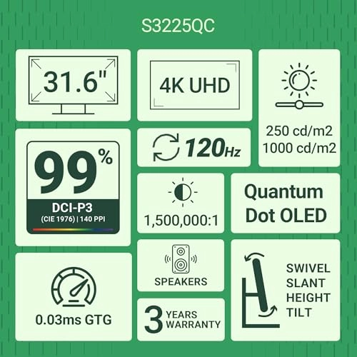 S3225QC - 31.6 Inches 3840 x 2160 Pixels