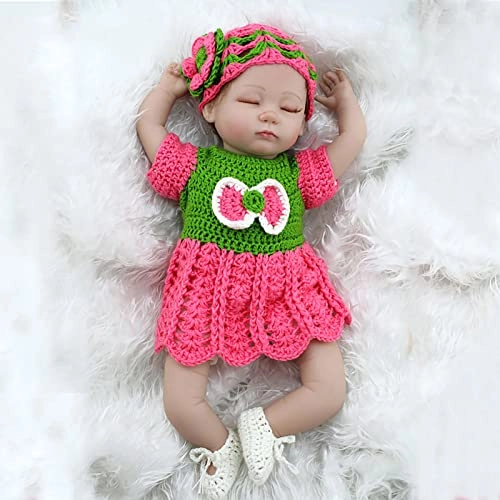 Reborn Baby Doll - 18 Inch Vinyl Cotton Body Green And Pink Thread Skirt