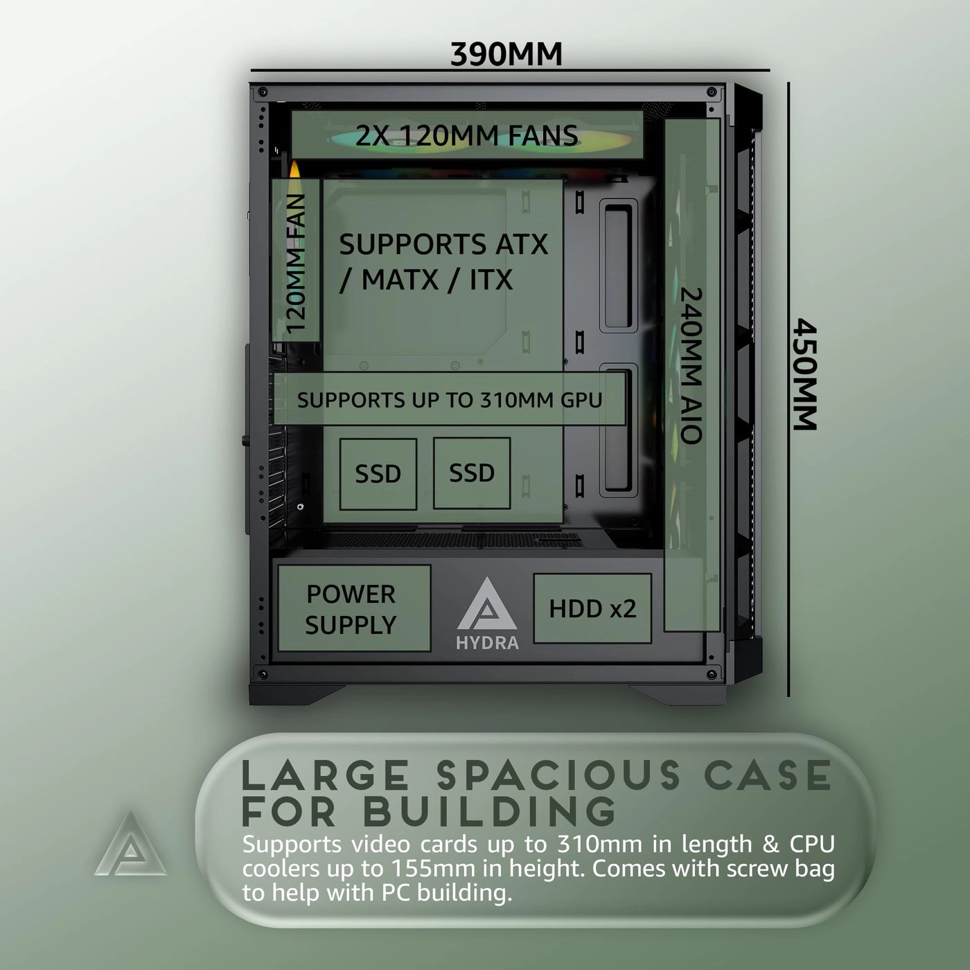 GDPROWH - 2 x Tempered Glass Panel Mid Tower