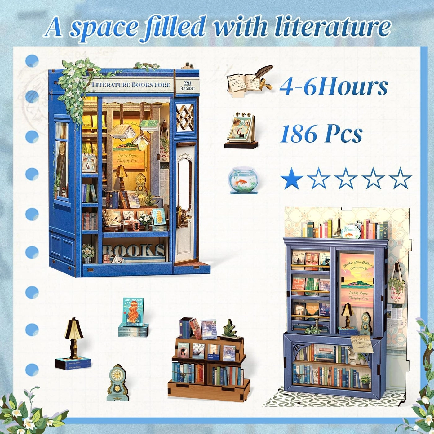 Book Nook Kit - DIY Miniature House 3D Wooden Puzzle