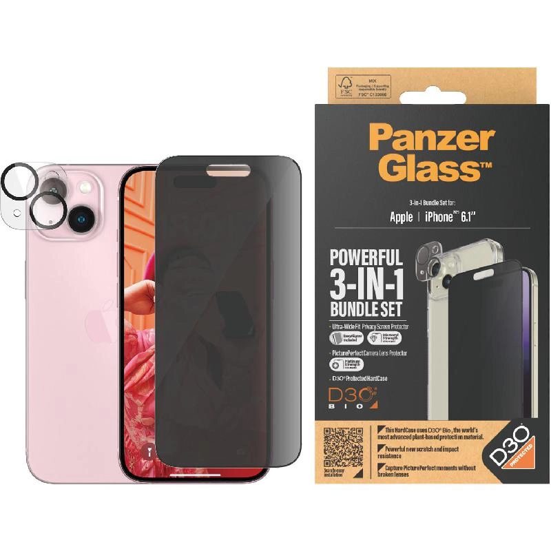 Privacy 3-in-1 Hard Case + Privacy Tempered Glass + Camera Lens Protector Case for iPhone 14