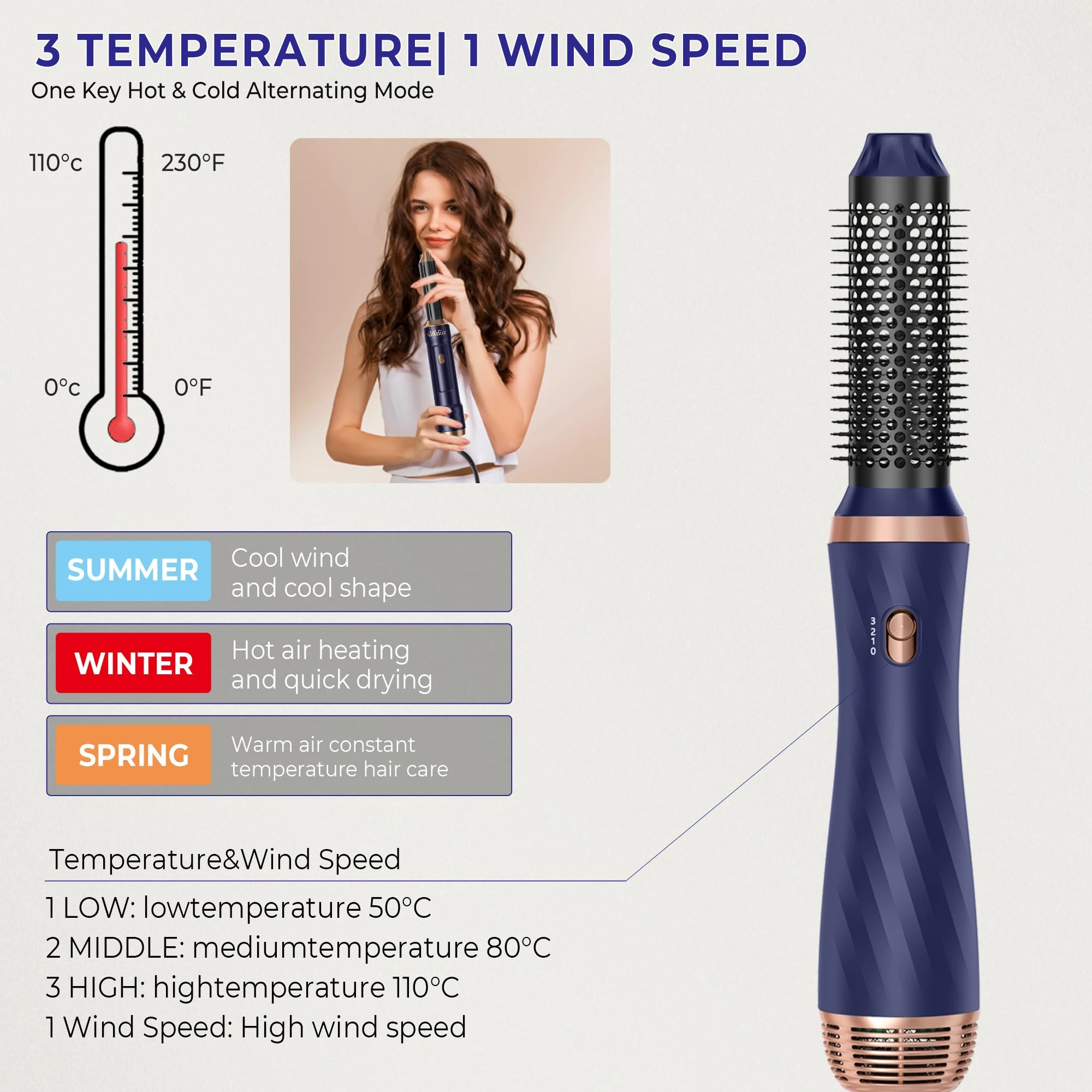 6 in 1 Hair Dryer Brush - 700 watts Gold
