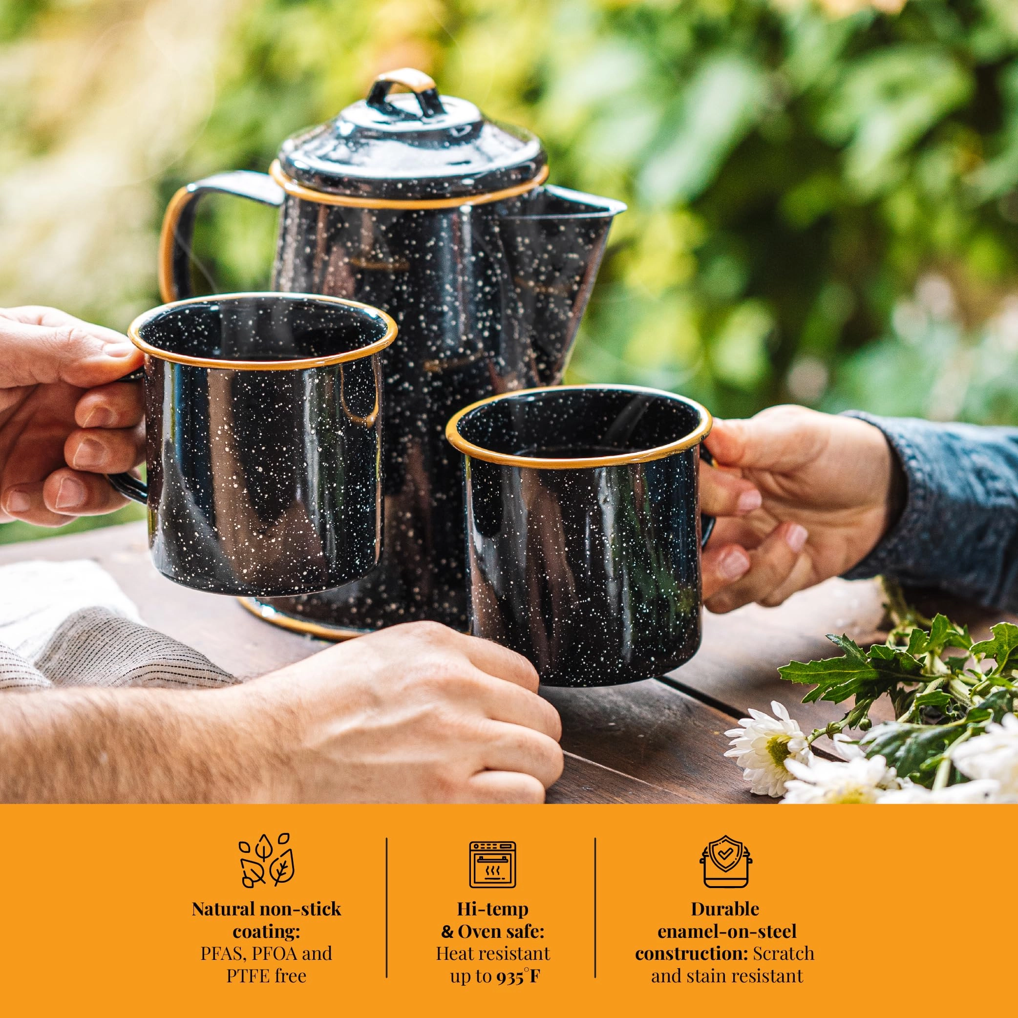 Outdoor Coffee Boiler Set - 8 Cups Enameled Steel