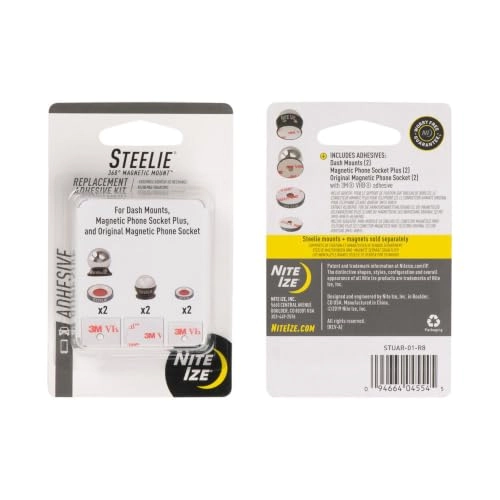 Steelie Universal Adhesive Replacement Kit for Dash Mount + Phone Socket