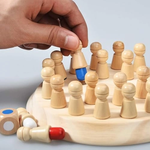 Wooden Memory Chess Game - 3 months and up 24 pieces