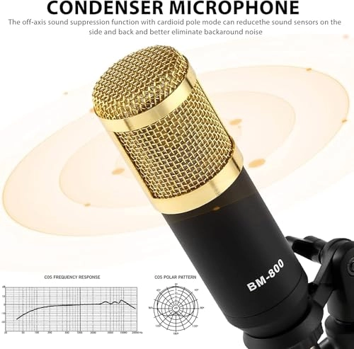 BM-800 + F998 + Earbuds + Desktop Mic Stand + Data Cables Wired Microphone Bundle