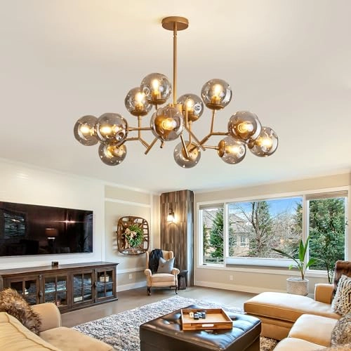 12-Light Glass Globe Sputnik Chandelier