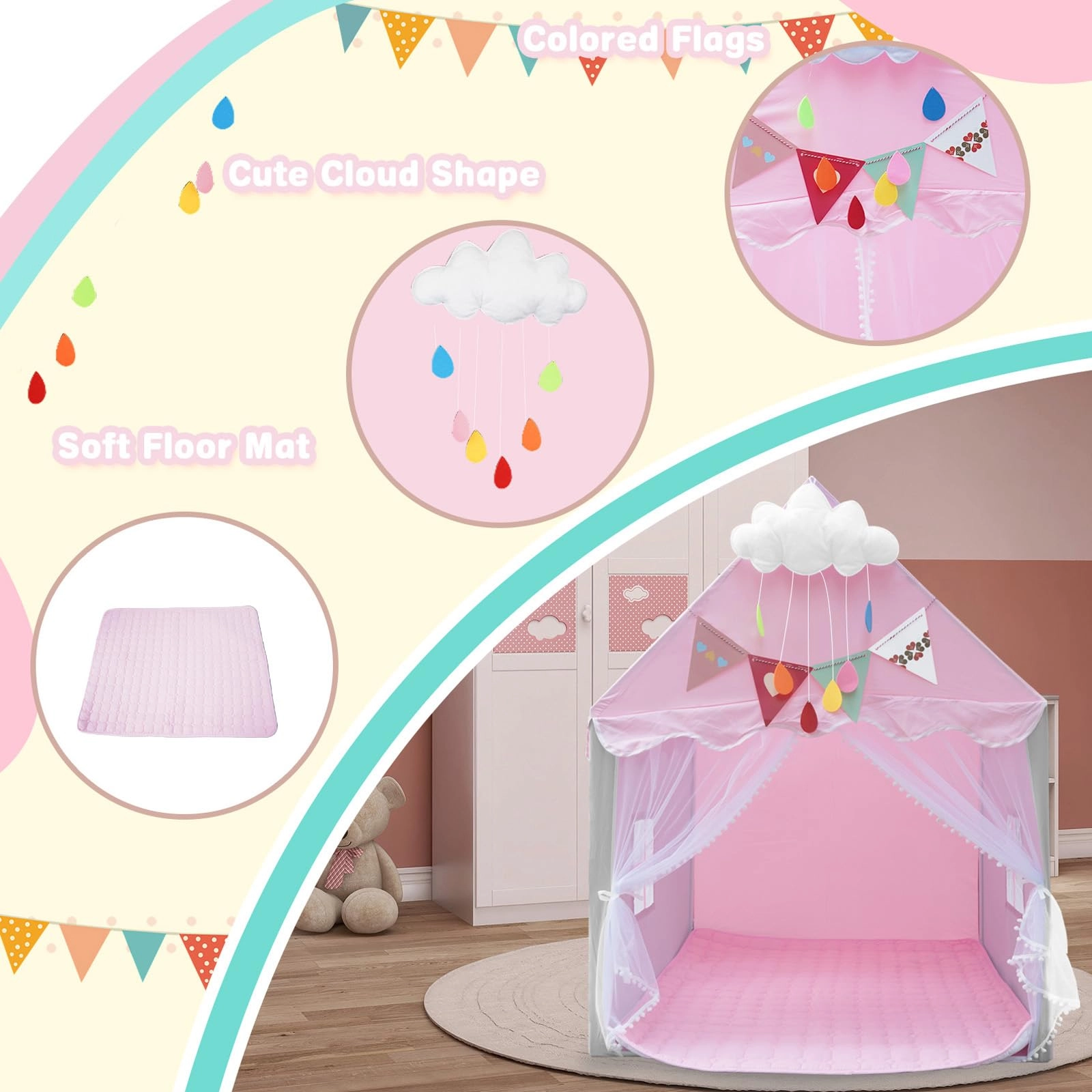 Play House Tent - Tree Style Pop Up 105x105x142cm