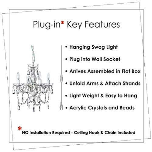 Original Plug-in 4 Light Hanging Swag Chandelier - 20 inches 23 inches