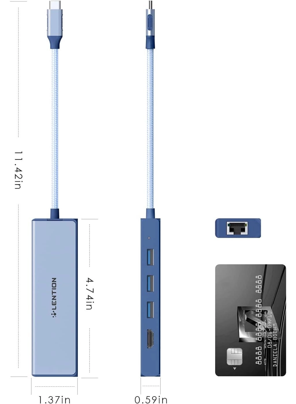USB C Hub - 4K HDMI SD 3.0 Gigabit Ethernet