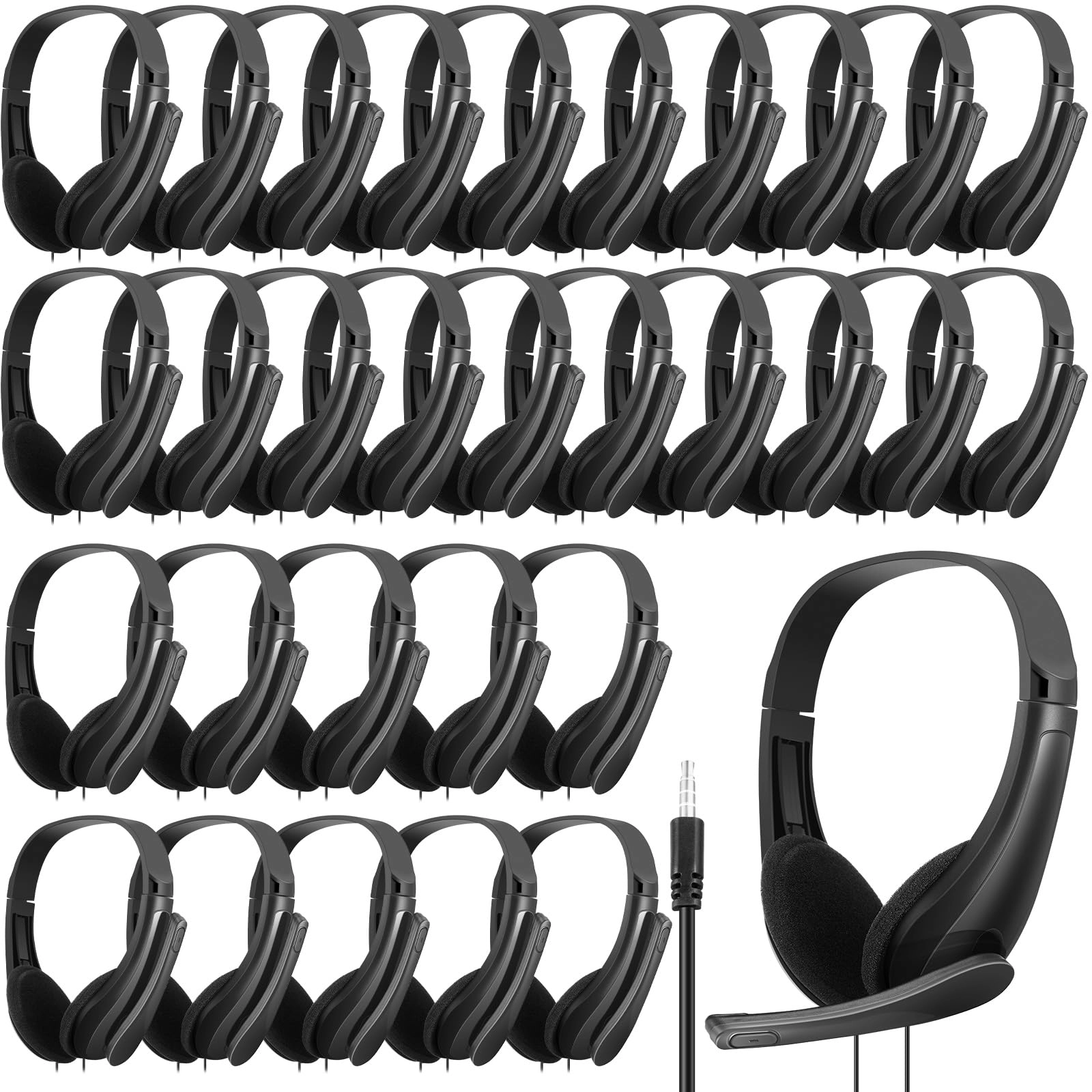 30 Pack Classroom Headphones Wired Headphone