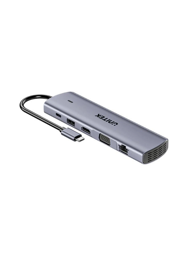 D1113A - 9-in-1 USB-C Hub 3x USB-A 5Gbps HDMI 4K@30Hz PD 100W