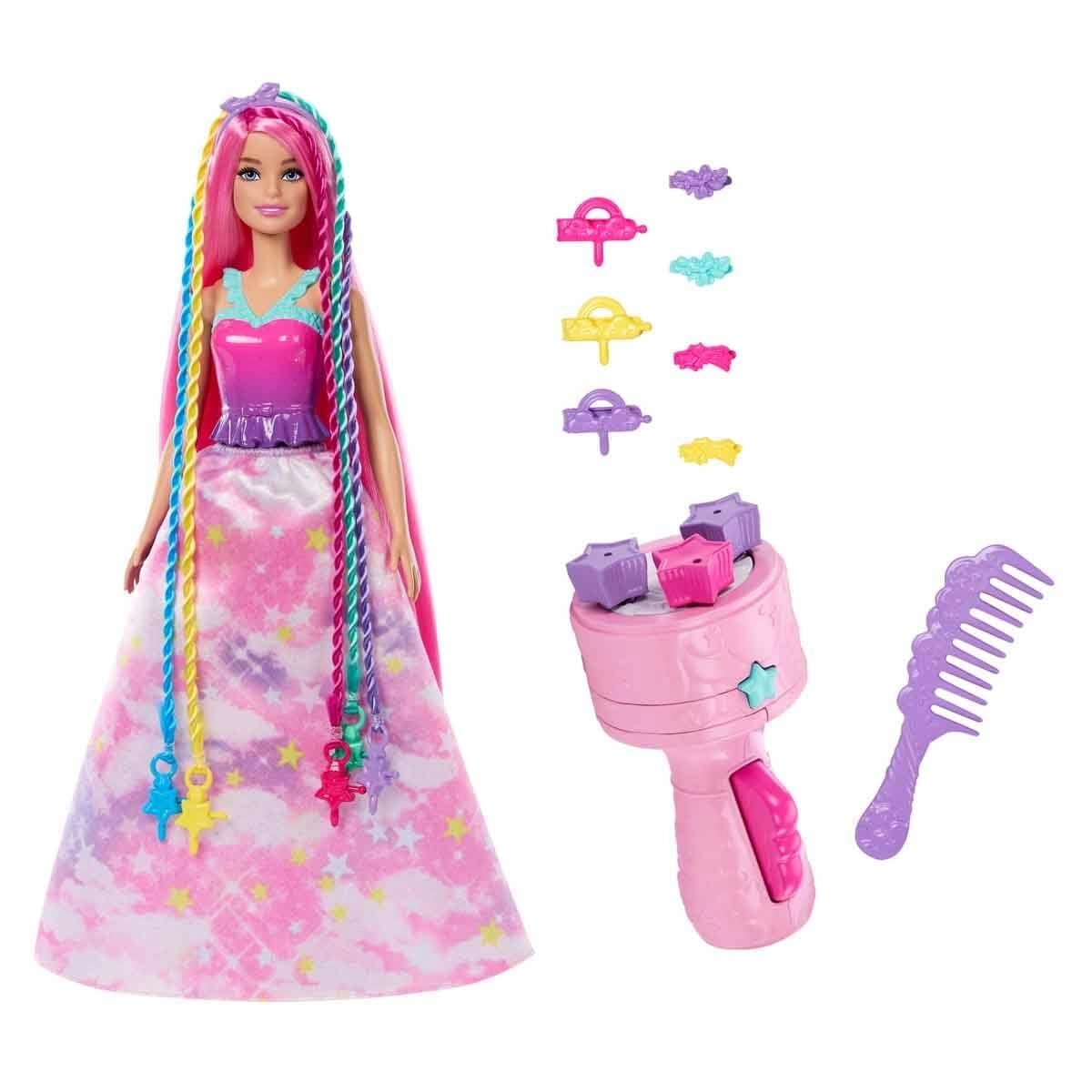 Barbie Dreamtopia Fantasy Braid Twist N Style Rainbow Hair Doll Playset - Twisting Tool Styling Accessories Ages 3+
