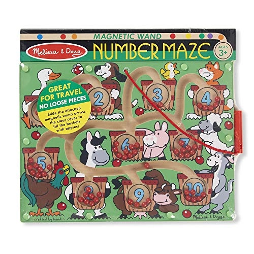 Number Maze - Wooden Activity Board + Rainbow Scratch Fun Mini-Pad