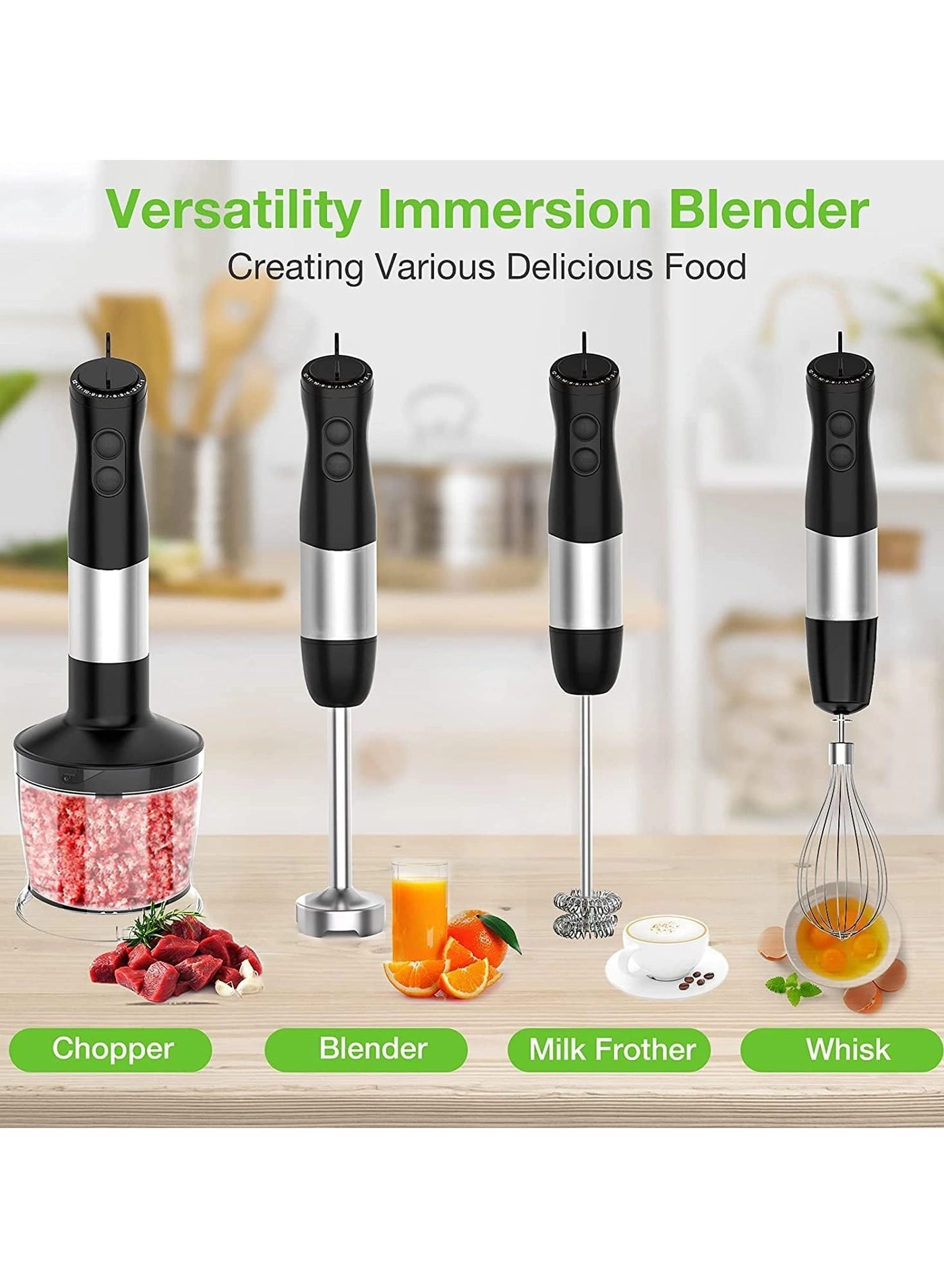 4-in-1 Hand Blender Set - Chopper Smoothie Cup