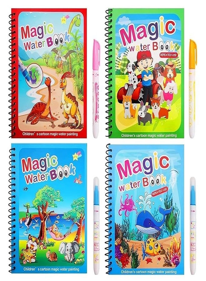 Zyvero Magic Water Drawing Books - Pack of 4 Magic Pens Pack