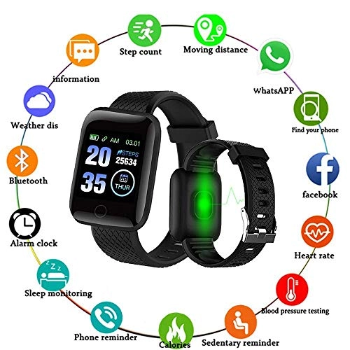 D116 SmartWatch - Bluetooth 1.3-inch Heart Rate Monitor Pack