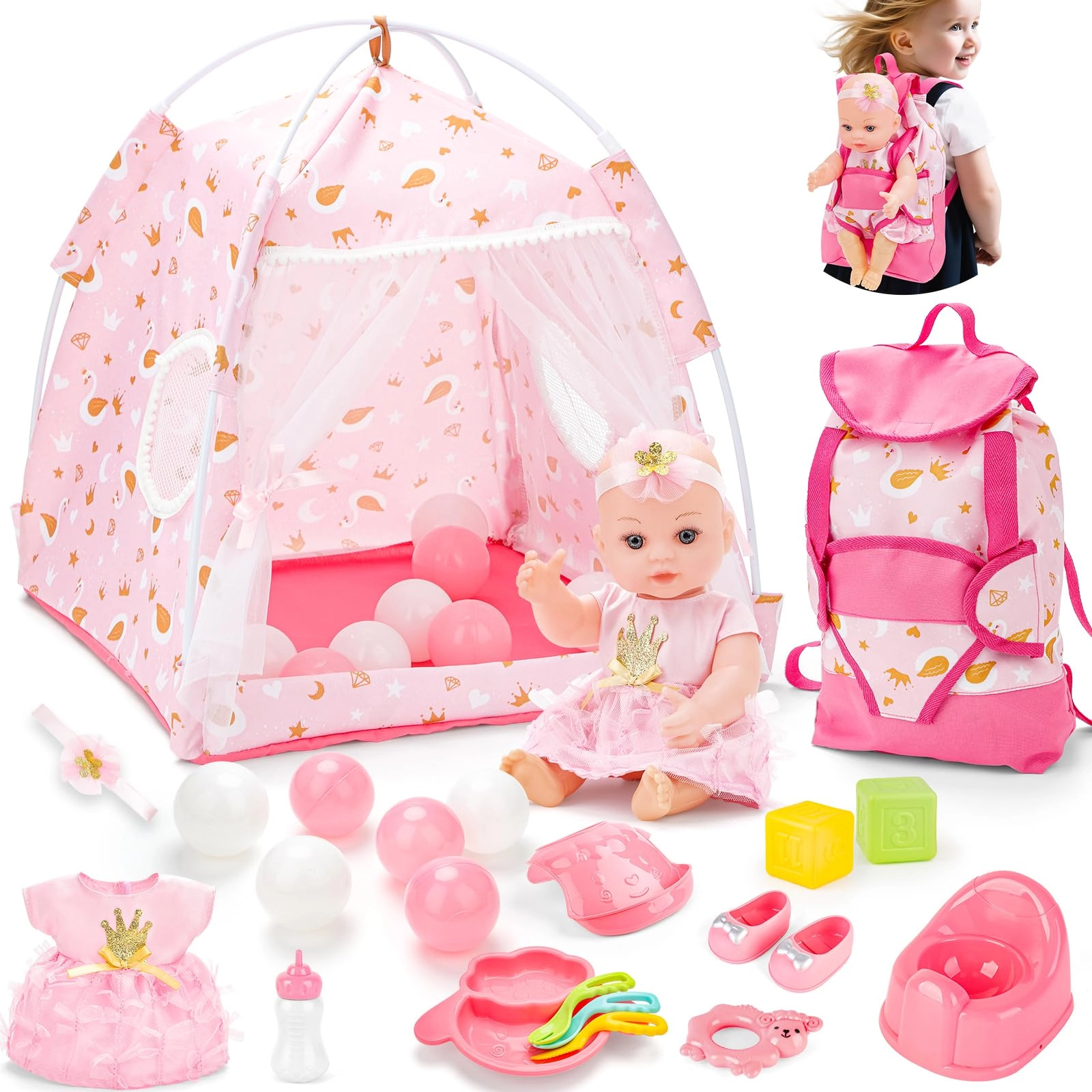 deAO Baby Doll Play Set - 30 cm Plastic pink Ages 3+