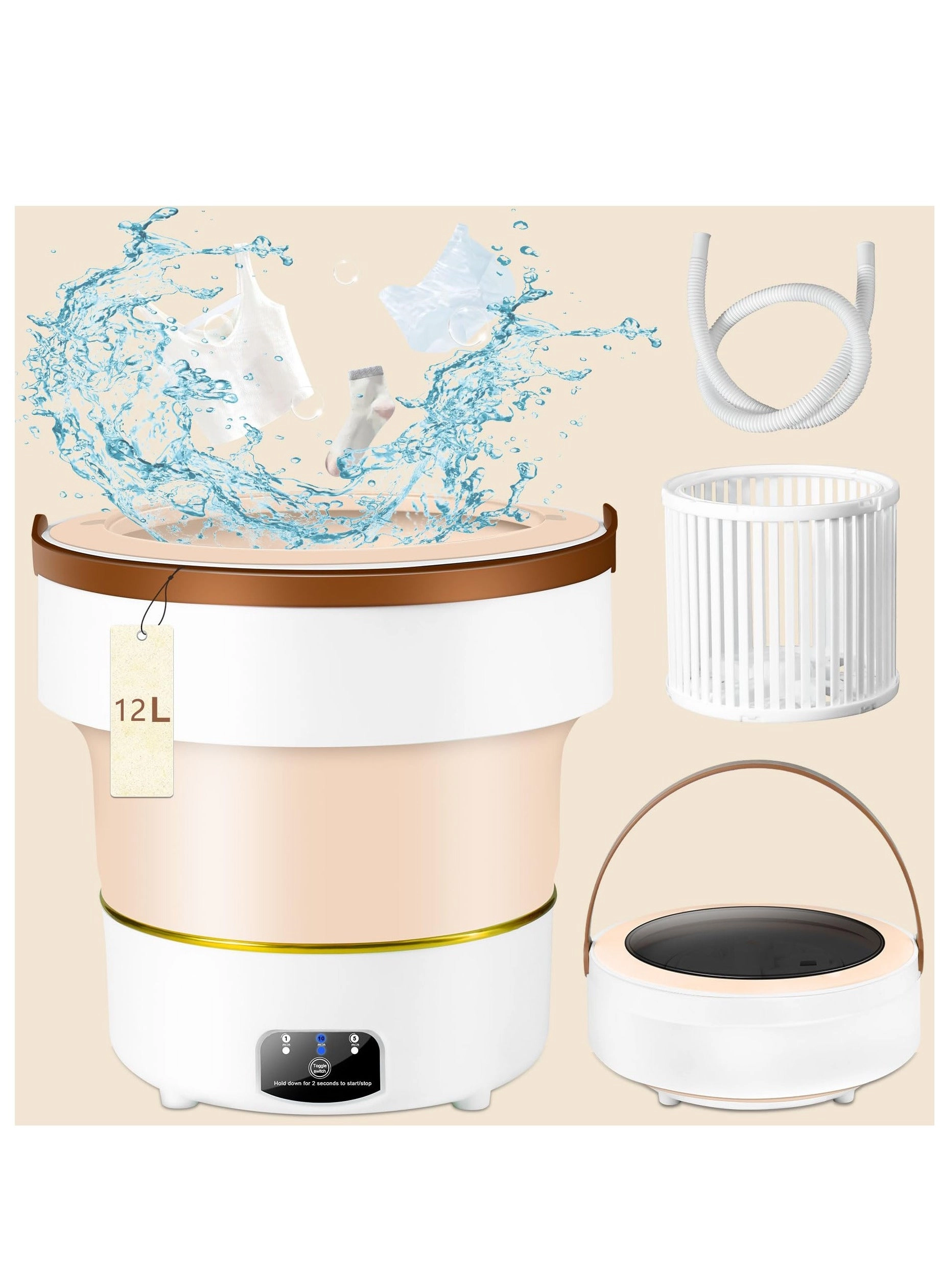 SYOSI Portable Washing Machine - 12L Foldable 3 Modes