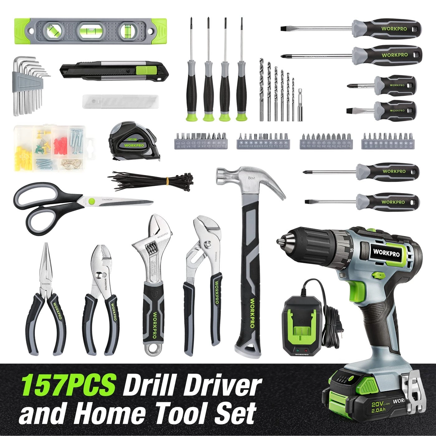 Home Tool Set - 20V 157PCS Lithium-Ion