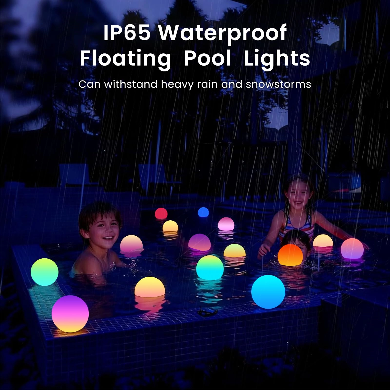 3inch - Floating Pool Lights Color Changing Rechargeable