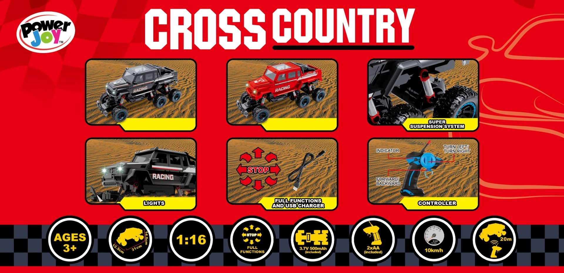 RC Cross Country with Lights - 1/16 1 Pc