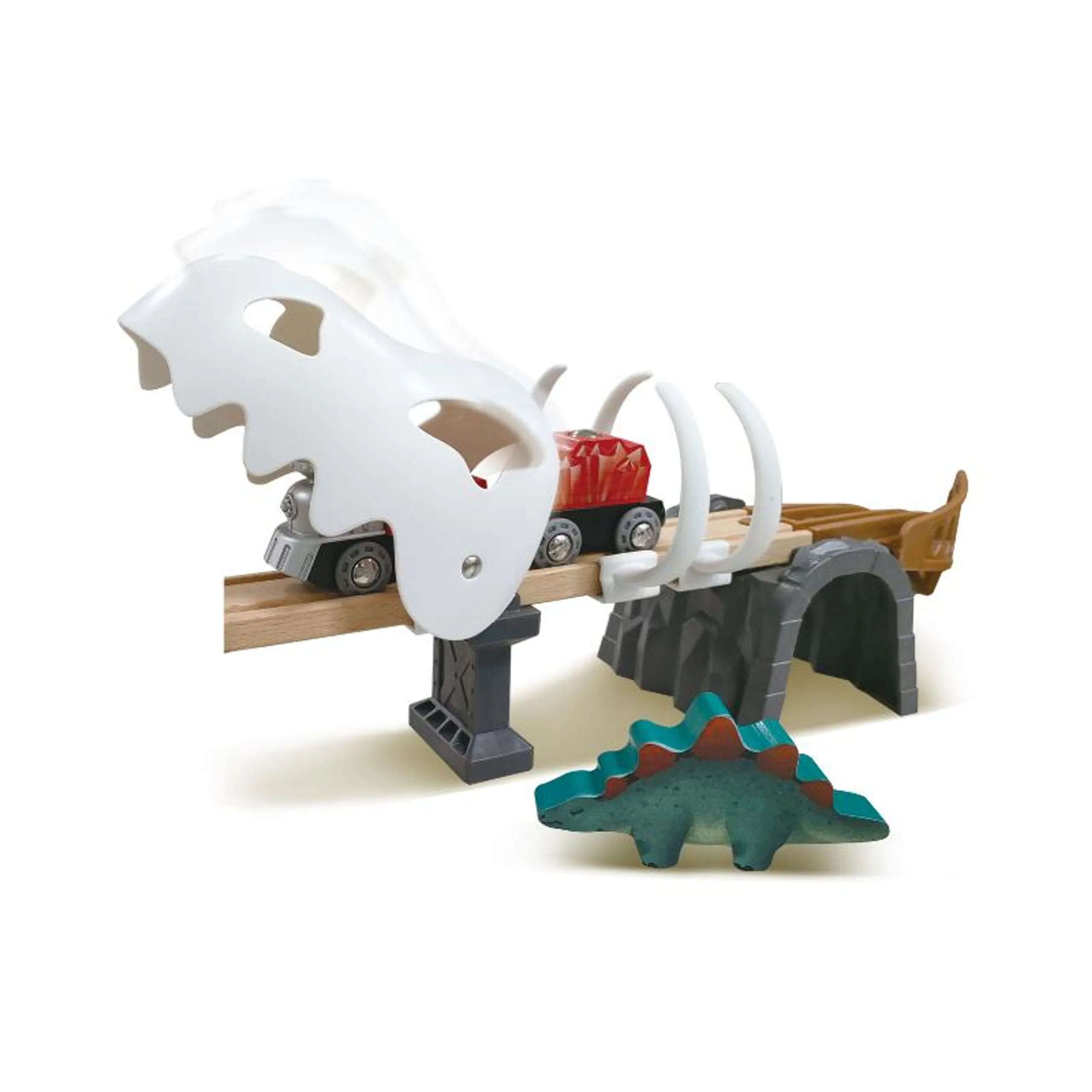Dino Wooden Railway Adventure Set - 23 beech wood tracks and over 30 additional accessories
