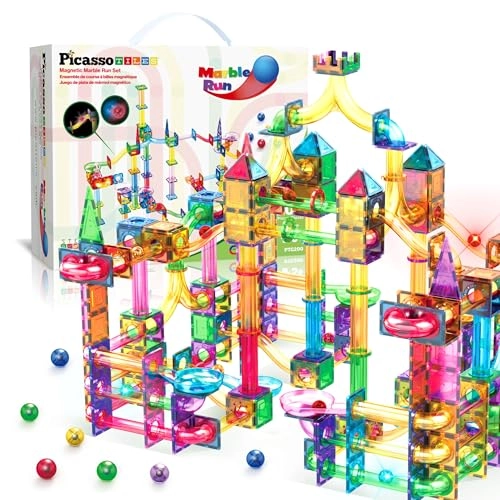 Marble Run Race Track Magnetic Tiles Super Set - 200 pcs