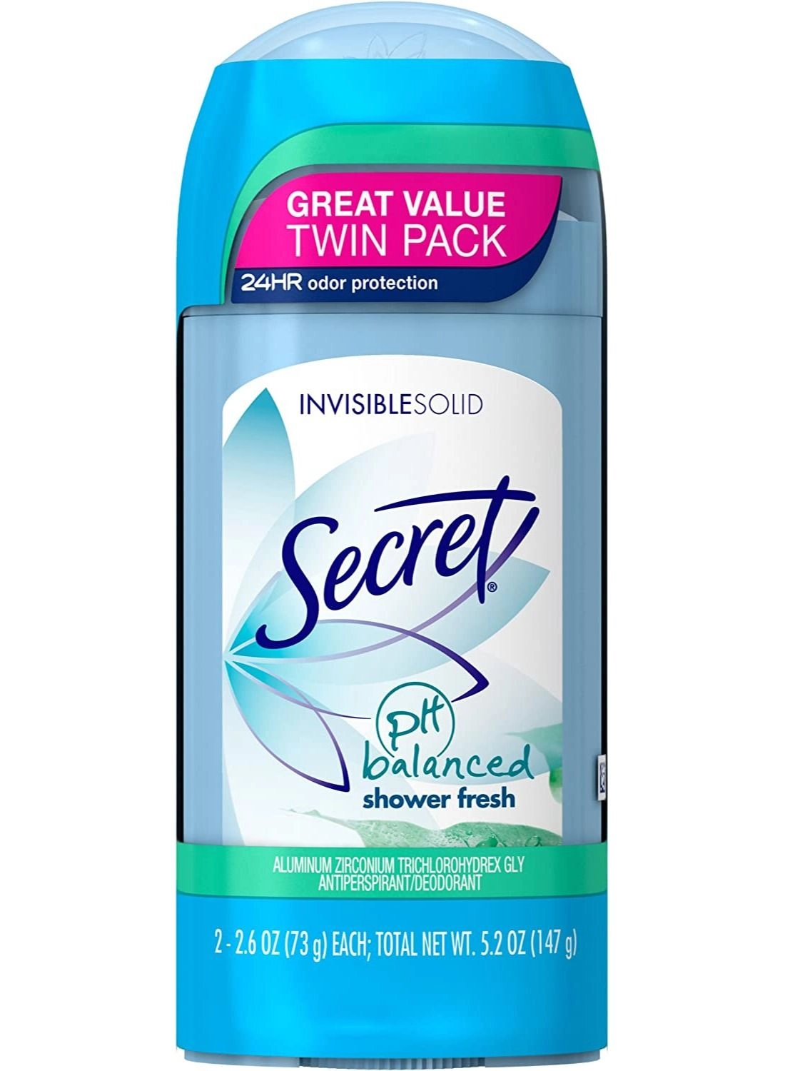 Secret pH Balanced Antiperspirant/Deodorant - Shower Fresh 73 g Twin Pack