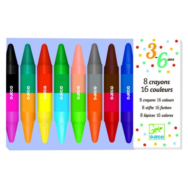DJECO Twins Crayons - Double ended crayon 16 different colours